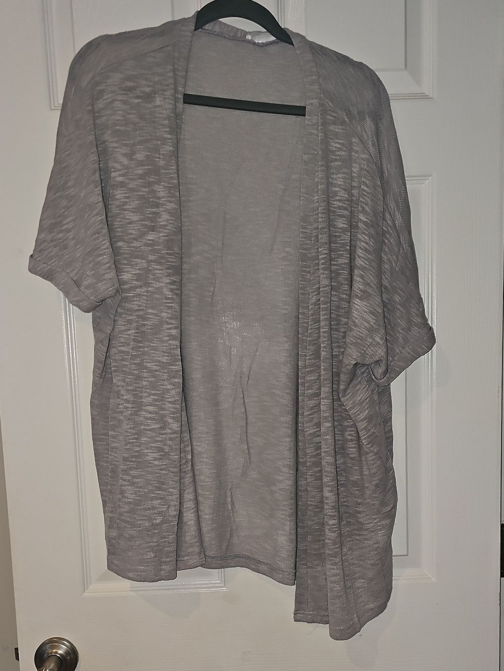 Lightweight Open-Front Short Sleeve Cardigan - Soft Gray